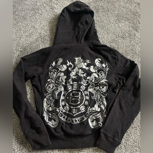 Vintage Y2K Bebe Full Zip Up Hoodie Jacket Black Size Small